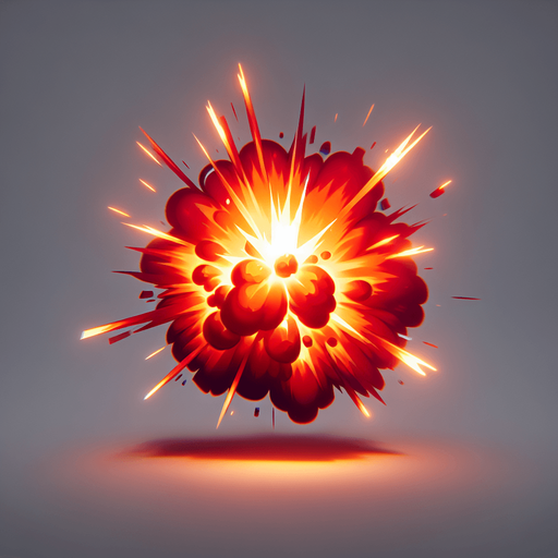 a small explosion.
Single Game Texture.  In-Game asset.  2d.  Blank background.  High contrast.  No shadows
