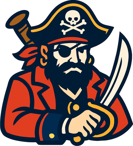 A pirate.
In-Game asset.  2d.  High contrast.  No shadows