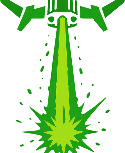 Ataque verde de Star wars mirada desde arriba llendo para adelante.
In-Game asset.  2d.  High contrast.  No shadows