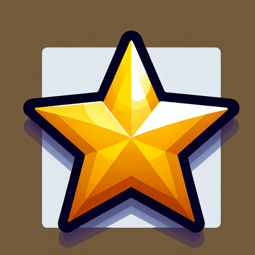 A golden star. Single Game Texture. In-Game asset. 2d. Blank background. High contrast. No shadows.