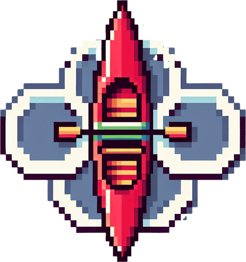 sprite sheet for an olympic red large width canoe. bird-eye view. pixelated..
Single Game Texture. In-Game asset. 2d. Blank background. High contrast. No shadows.