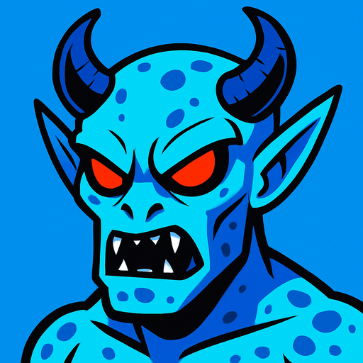 A blue demon alien.
In-Game asset.  High contrast.  No shadows