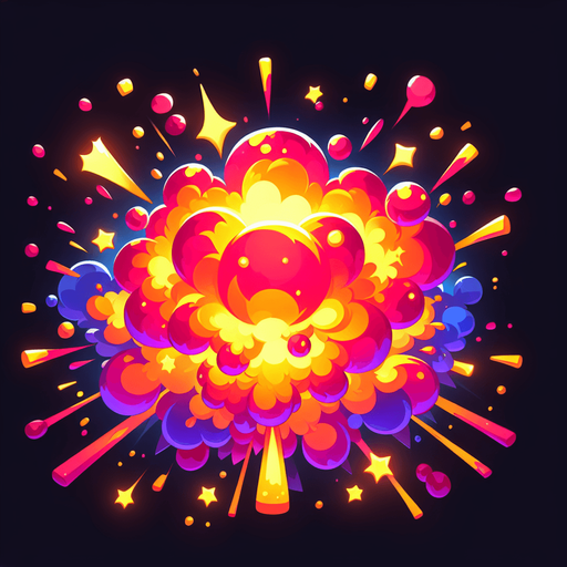 explosion.
Single Game Texture. In-Game asset. 2d. Blank background. High contrast. No shadows.