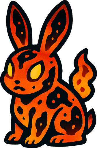 LAVA BUNNY.
In-Game asset.  2d.  High contrast.  No shadows