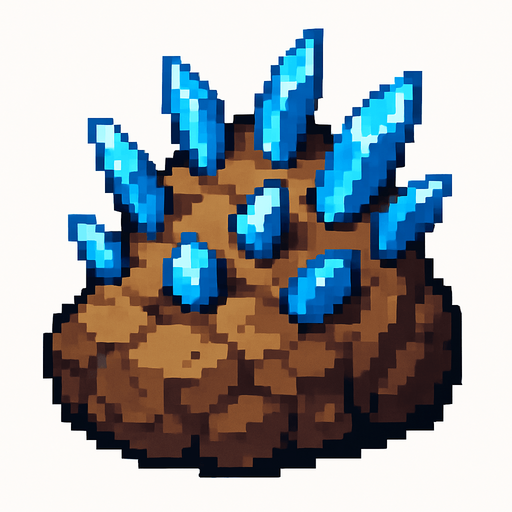 roca con trozos de cristal.
In-Game asset.  2d.  High contrast.  No shadows. pixelart