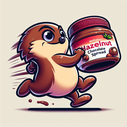 A cute lemming running while holding a nutella cup.
Single Game Texture. In-Game asset. 2d. Blank background. High contrast. No shadows. Cartoon style.