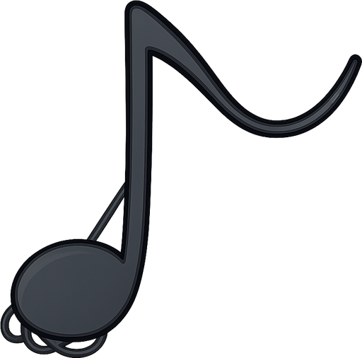 A musical note . No background. Transparent background. Blank background. No shadows. 2d. In-Game asset. flat