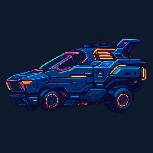 Police cyber flying Ship assets without 'police' text, Cyberpunk, Abstract, Futuer, HD colors, Different colors. Horizontal. seen from a side.
In-Game asset.  2d.  High contrast.  No shadows