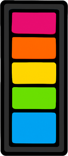 vertical bar with vivid colored notes in it.
In-Game asset.  2d.  High contrast.  No shadows
