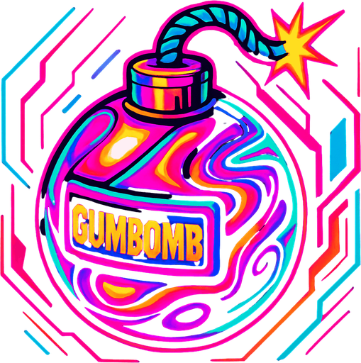 GumBomb assets. cyberpunk + abstract style. HD colors.
In-Game asset.  2d.  High contrast.  No shadows