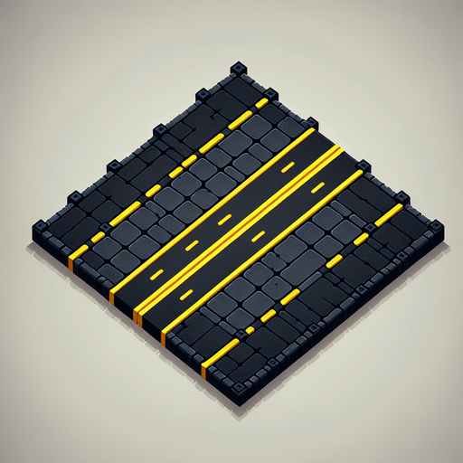 give me a rectangle shaped video game looking Road, For Example, Black concrete with the yellow lines, but horizontally.
Single Game Texture.  In-Game asset.  2d.  Blank background.  High contrast.  No shadows