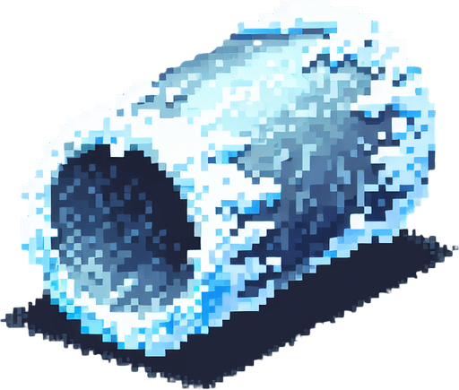 frosty pipe tube. top-view. seen from above. Single Game Texture. In-Game asset. 2d. Blank background. High contrast. No shadows. pixelated. 8-bit