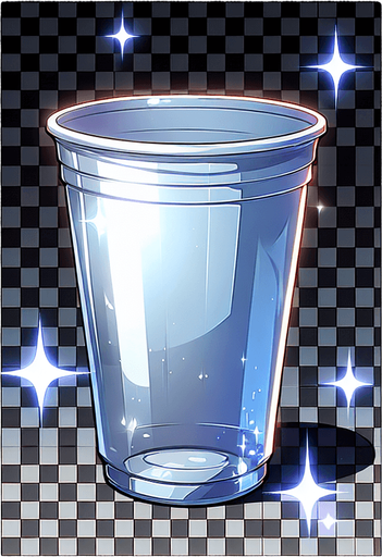 shiny plastic cup, no lid, anime, empty
Single Game Texture. In-Game asset. 2d. Blank background. High contrast. No shadows.