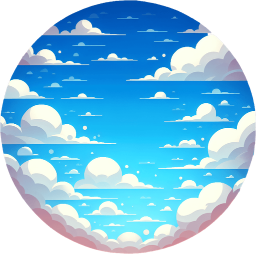 blue sky and with cloud.
Single Game Texture.  In-Game asset.  2d.  Blank background.  High contrast.  No shadows