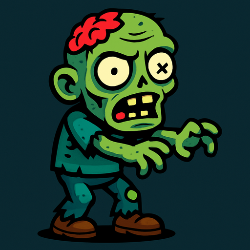 Zombi.
In-Game asset.  2d.  High contrast.  No shadows