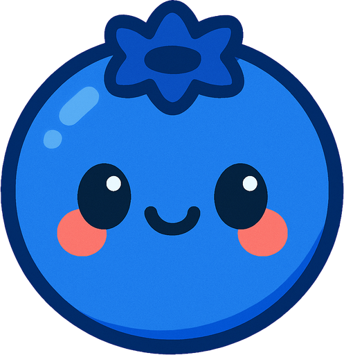 Blueberry with cute face.
In-Game asset.  2d.  High contrast.  No shadows