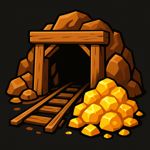מכרה זהב עם רקע כהה.
In-Game asset.  2d.  High contrast.  No shadows