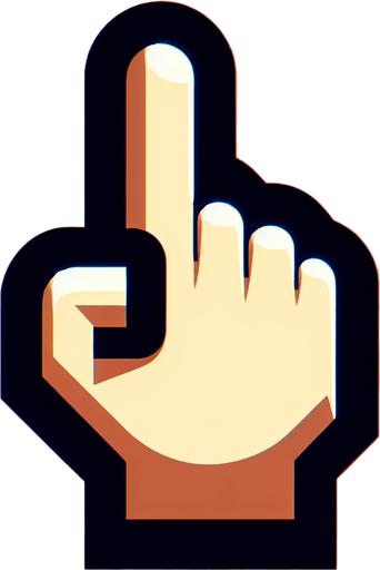 Указательный палец нажимает. Мультяшный.
Single Game Texture. In-Game asset. 2d. Blank background. High contrast. No shadows.