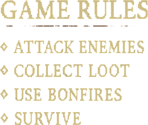 Game Rules dark souls style 2d pixel art.
In-Game asset.  2d.  High contrast.  No shadows