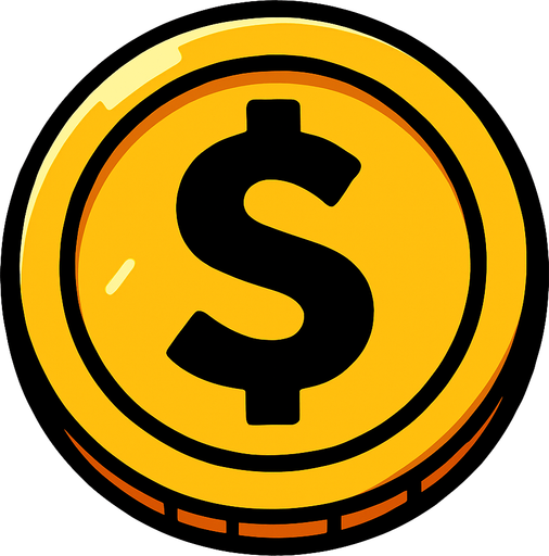 2d coin.
In-Game asset.  2d.  High contrast.  No shadows