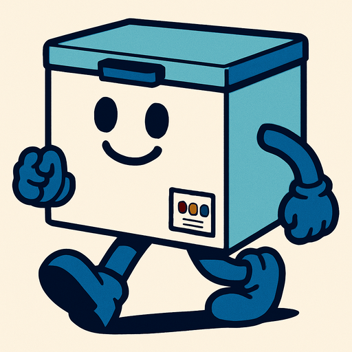 yürüyen derin dondurucu.
In-Game asset.  2d.  High contrast.  No shadows