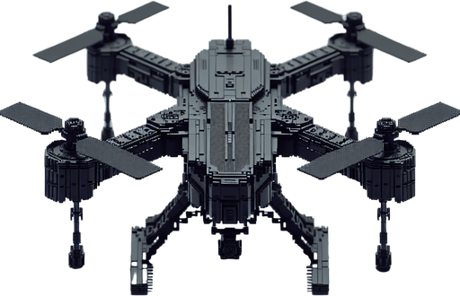 front image a 8 bit battle enemy black scifi quadcopter  drone.
Single Game Texture.  In-Game asset.  2d.  Blank background.  High contrast.  No shadows