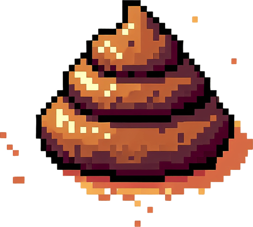 Directly overhead, plumb view of a dog poop.
Zenith view, directly overhead, plumb view. NOT PERSPECTIVE! . Pixel art