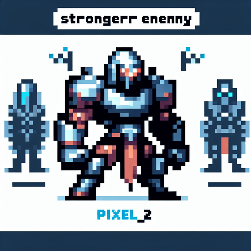 Enemy pixel_2 more strong..
Single Game Texture. In-Game asset. 2d. Blank background. High contrast. No shadows.