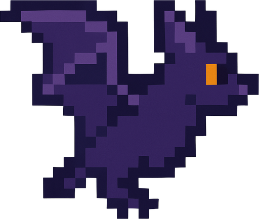 Make a 8-bit looking left side bat.
In-Game asset.  2d.  High contrast.  No shadows