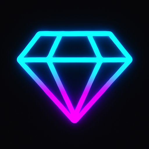 Neon diamond.
In-Game asset.  2d.  High contrast.  No shadows