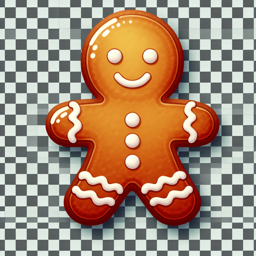 a cute gingerbread boy Single Game Texture. 2d. Transparent background. High contrast. No shadows.