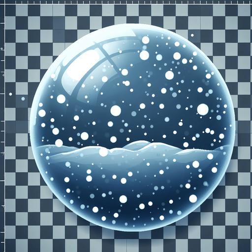 transparent snow sphere.
Single Game Texture. In-Game asset. 2d. Blank background. High contrast. No shadows.
