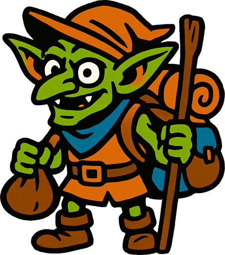 gezgin goblin.
In-Game asset.  2d.  High contrast.  No shadows
