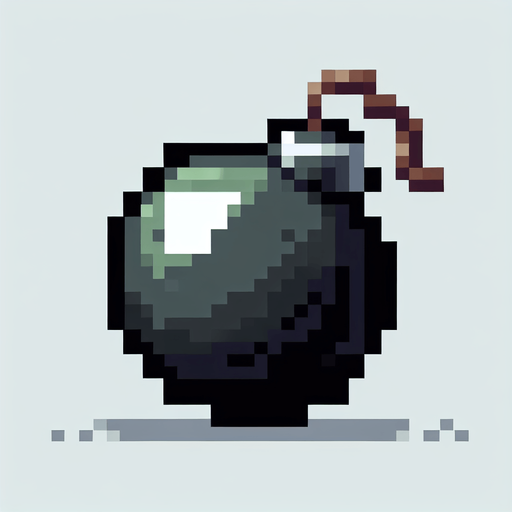 create me a 2d pixel bomb.
Single Game Texture. In-Game asset. 2d. Blank background. High contrast. No shadows.