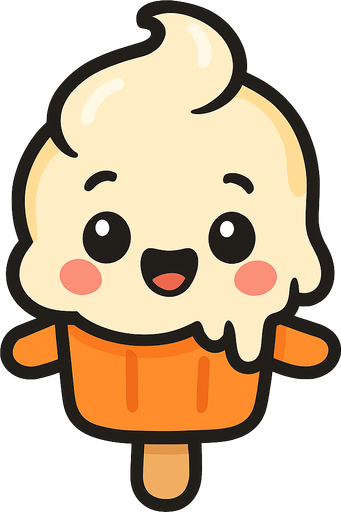 bébé glace cartoon.
In-Game asset.  2d.  High contrast.  No shadows