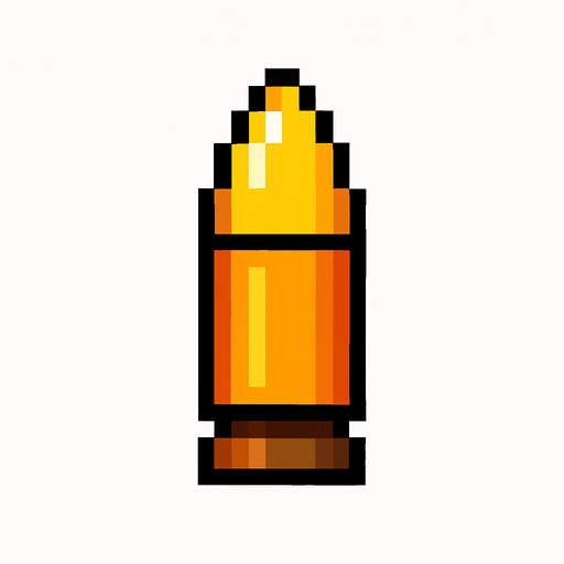 pixel bullet upwards.
In-Game asset.  2d.  High contrast.  No shadows