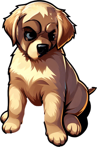 sad puppy. Single Game Texture. In-Game asset. 2d. High contrast.