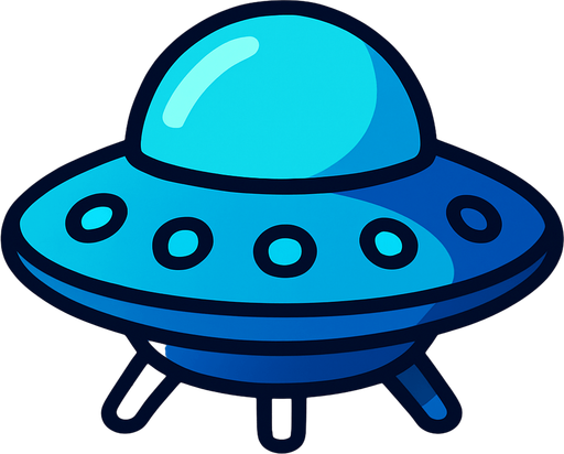 mavi ufo.
In-Game asset.  2d.  High contrast.  No shadows