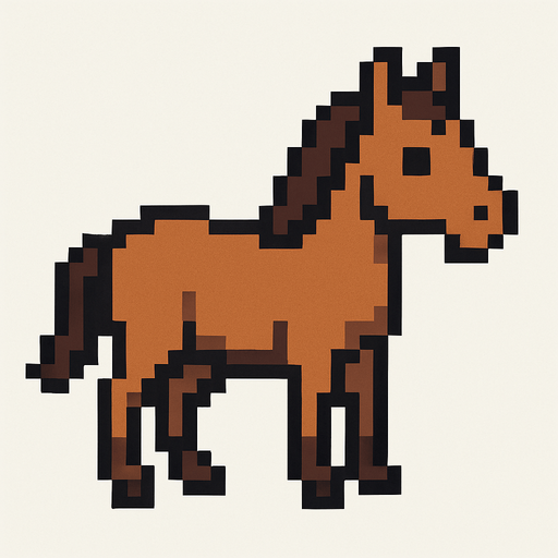 Horse pixel.
In-Game asset.  2d.  High contrast.  No shadows