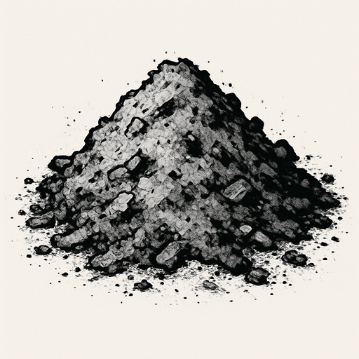 A pile of burn ash.
In-Game asset.  2d.  High contrast.  No shadows