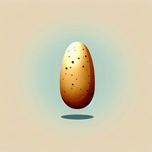A bullet shaped potato.
Single Game Texture. In-Game asset. 2d. Blank background. High contrast. No shadows.