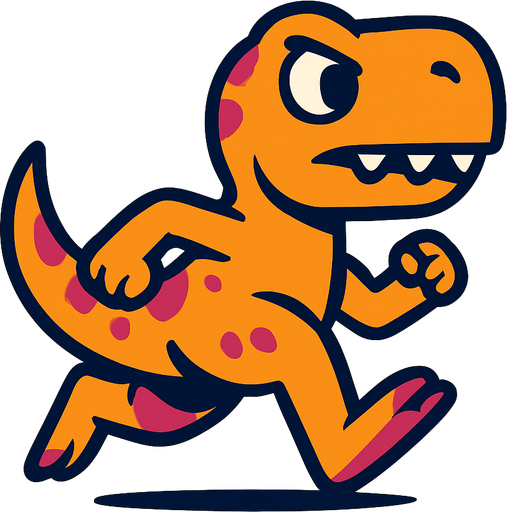 running dinosour.
In-Game asset.  2d.  High contrast.  No shadows