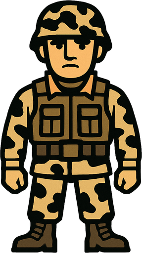 soldier without weopen.
In-Game asset.  2d.  High contrast.  No shadows