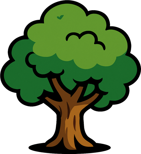 2d tree.
In-Game asset.  2d.  High contrast.  No shadows