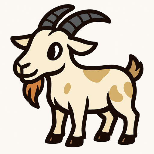 goat.
In-Game asset.  2d.  High contrast.  No shadows