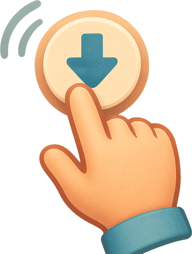 A tutorial hand showing a tap action. Cute soft graphics. soft ambient light. semi-matte to satin surfaces. naturalistic with slight saturation boost colors. Tone is premium, friendly, clean with lifestyle or service-oriented appeal.
In-Game asset.  2d.  High contrast.  No shadows. top down. View from above.