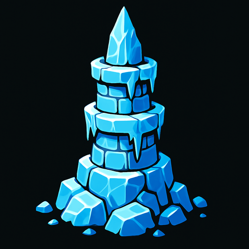 ice tower.
In-Game asset.  2d.  High contrast.  No shadows