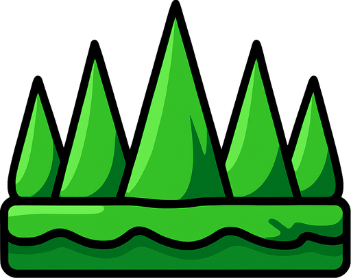 Spikes 2d game green.
In-Game asset.  2d.  High contrast.  No shadows