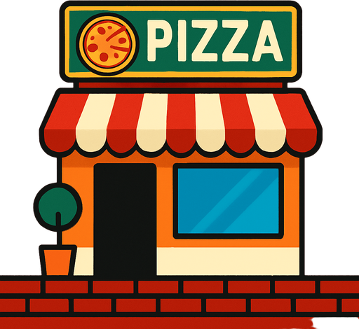 pizza store.
In-Game asset.  2d.  High contrast.  No shadows