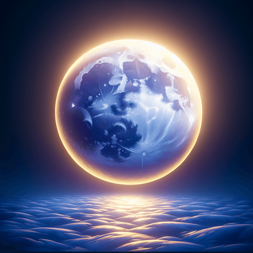 Shining fullmoon.
Single Game Texture. In-Game asset. 2d. Blank background. High contrast. No shadows.